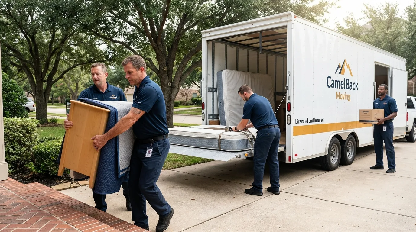 Crew loading residential truck for cross-state move from Yanceyville, NC
