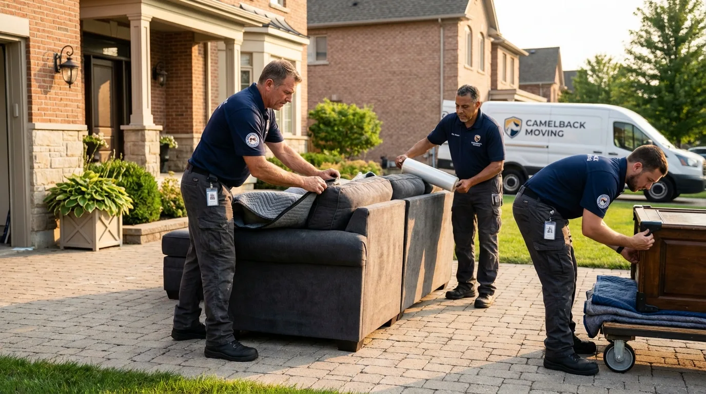 Large estate moving crew wrapping furniture in Yanceyville, NC